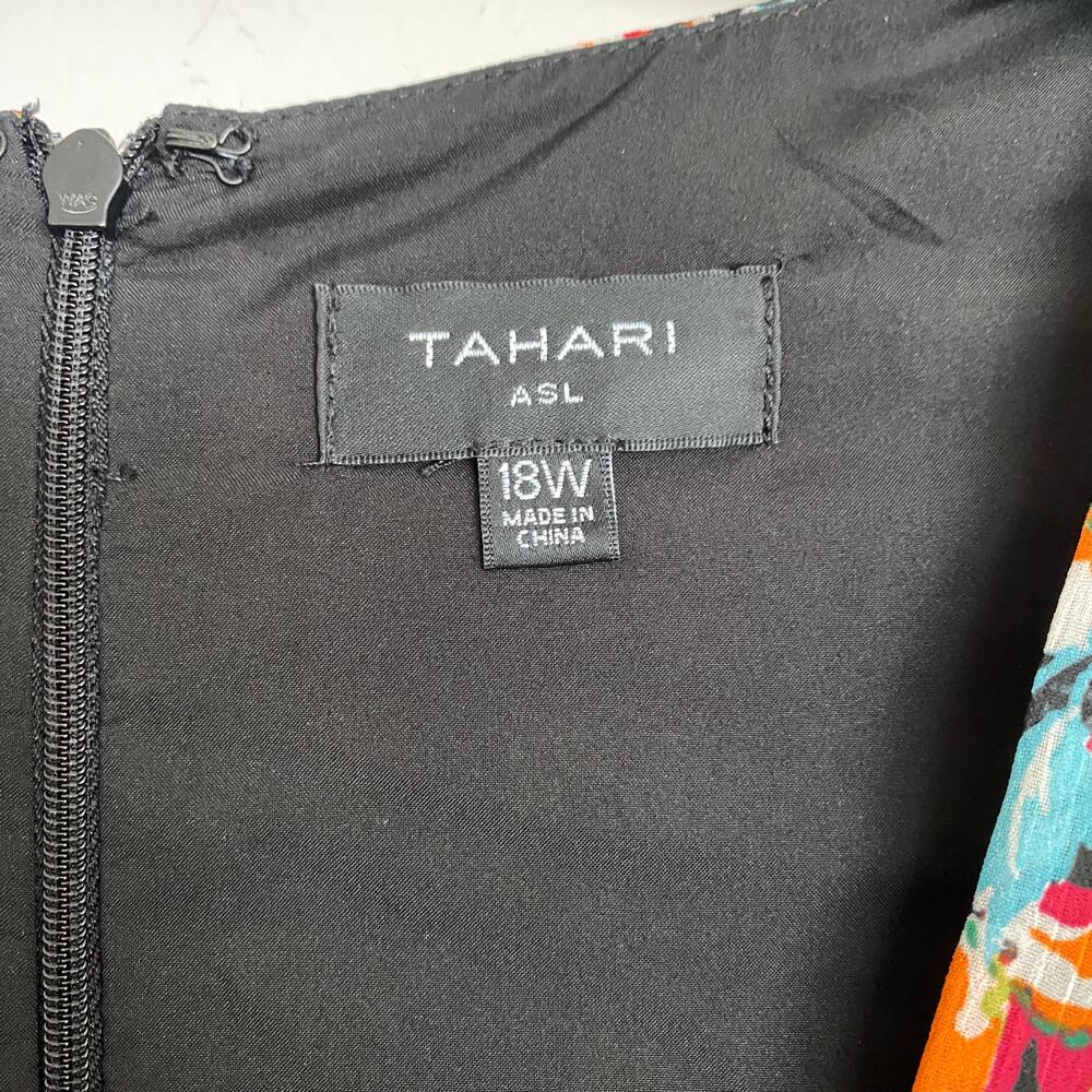 Tahari ASL Women's Hi-Low Short Sleeve V-Neck A-Line Dress Plus Size 18W - Picture 9 of 14